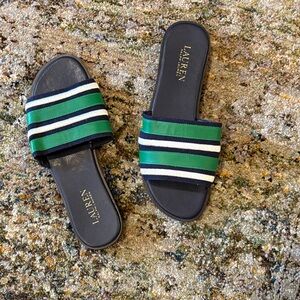 Ralph Lauren Green and Blue Striped Sandals